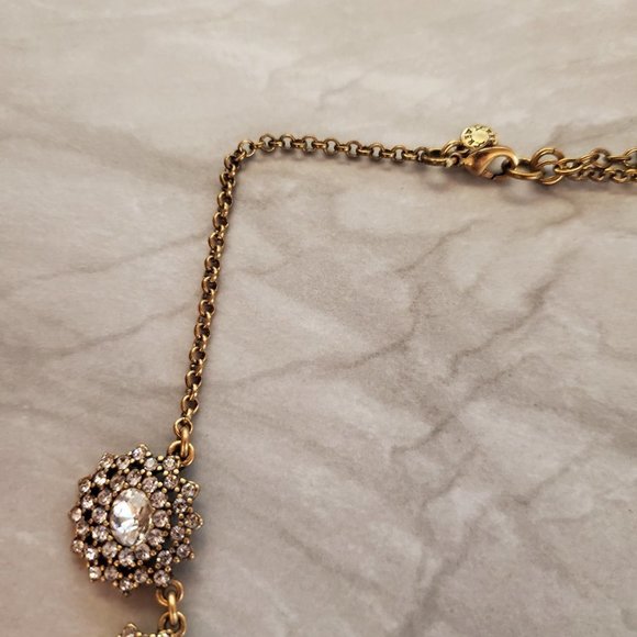 ✨ J.Crew Rhinestones Crystals Cluster Wedding Bridal Antique Statement Necklace - Picture 9 of 16